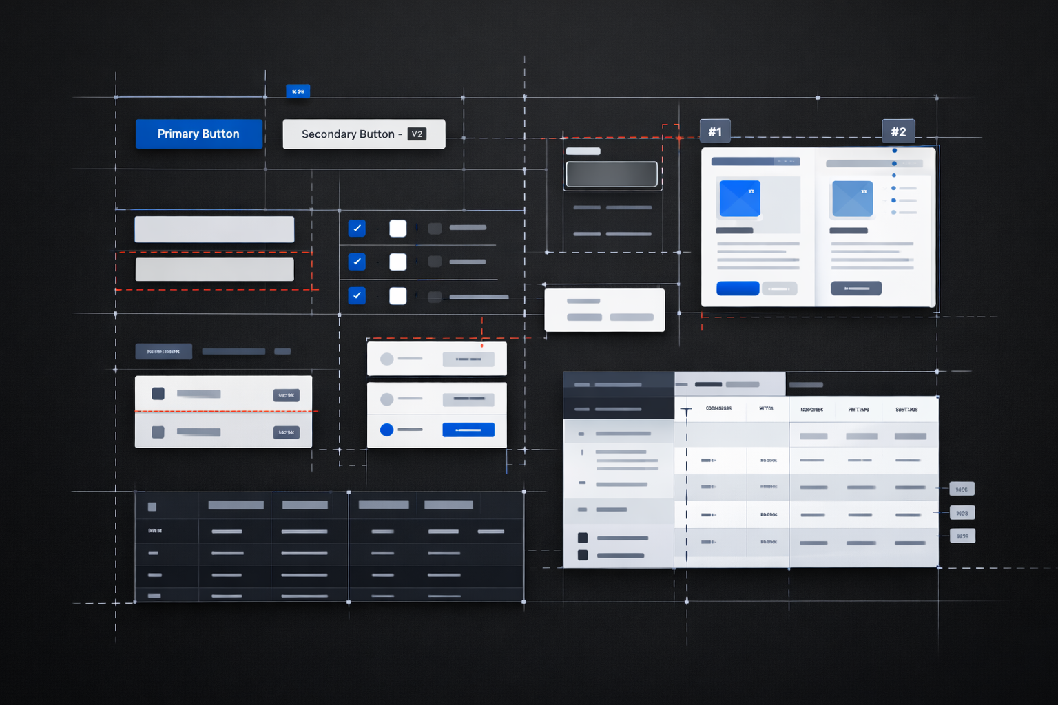 A screen showing a representation of a UI audit, comparing all instances of a component